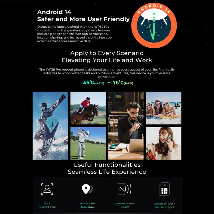 Oukitel WP39 Pro 5G Rugged Phone, 12GB+512GB, Night Vision, Fingerprint Identification, 6.6 inch Android 14 MediaTek Dimensity 6300 Octa Core, NFC, OTG, Network: 5G Oukitel WP39 Pro 5G Rugged Phone, 12GB+512GB, Night Vision, Fingerprint Identification, 6.6 inch Android 14 MediaTek Dimensity 6300 Octa Core, NFC, OTG, Network: 5G